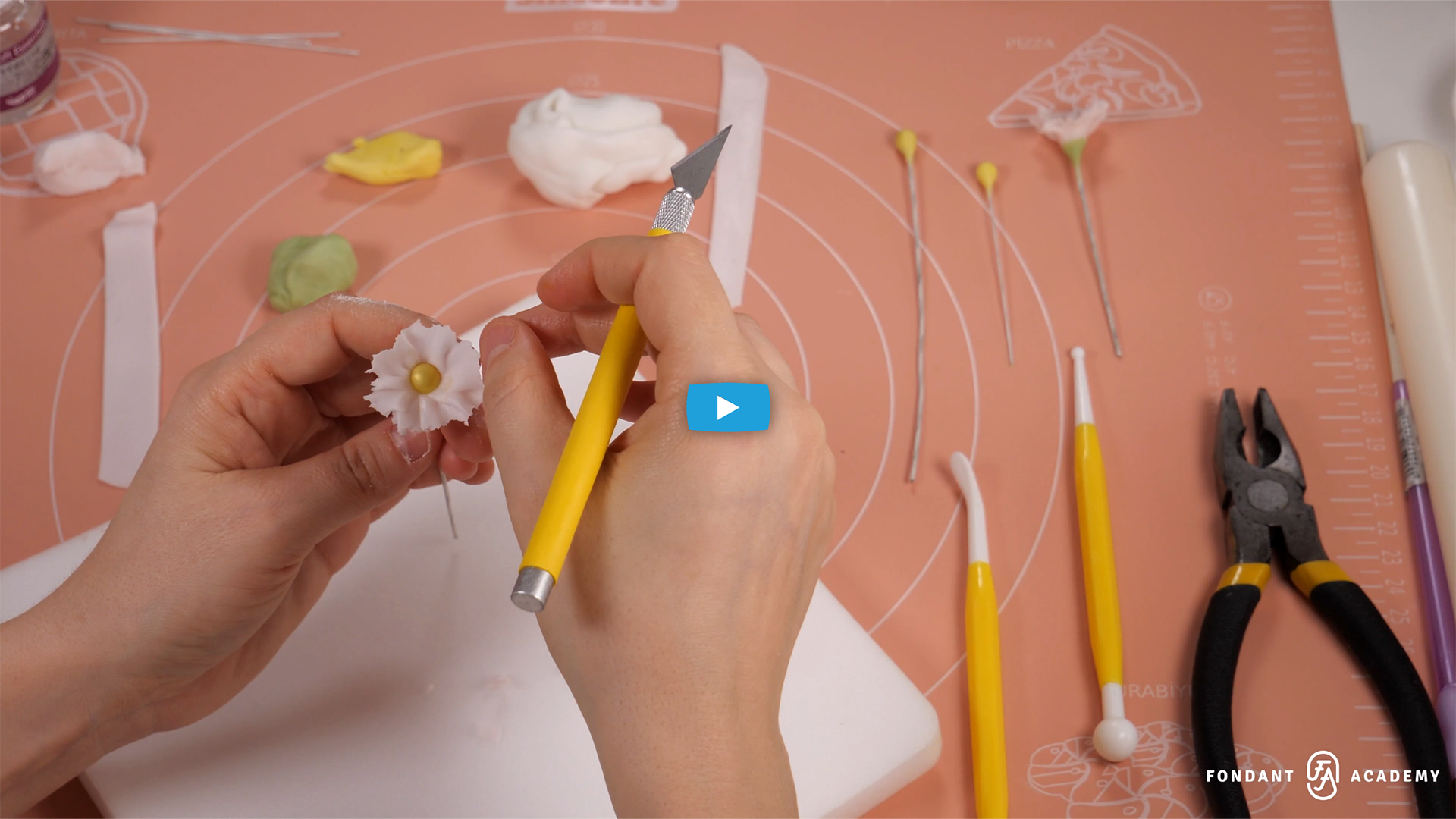 [VIDEO TUTORIAL] Daisy (variation) Fondant Flower Fondant Academy